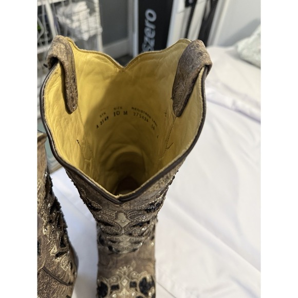 Western Equestrian Cowboy Boots Brown Embroidered Size 10 M MPN A 3569 - Picture 4 of 8